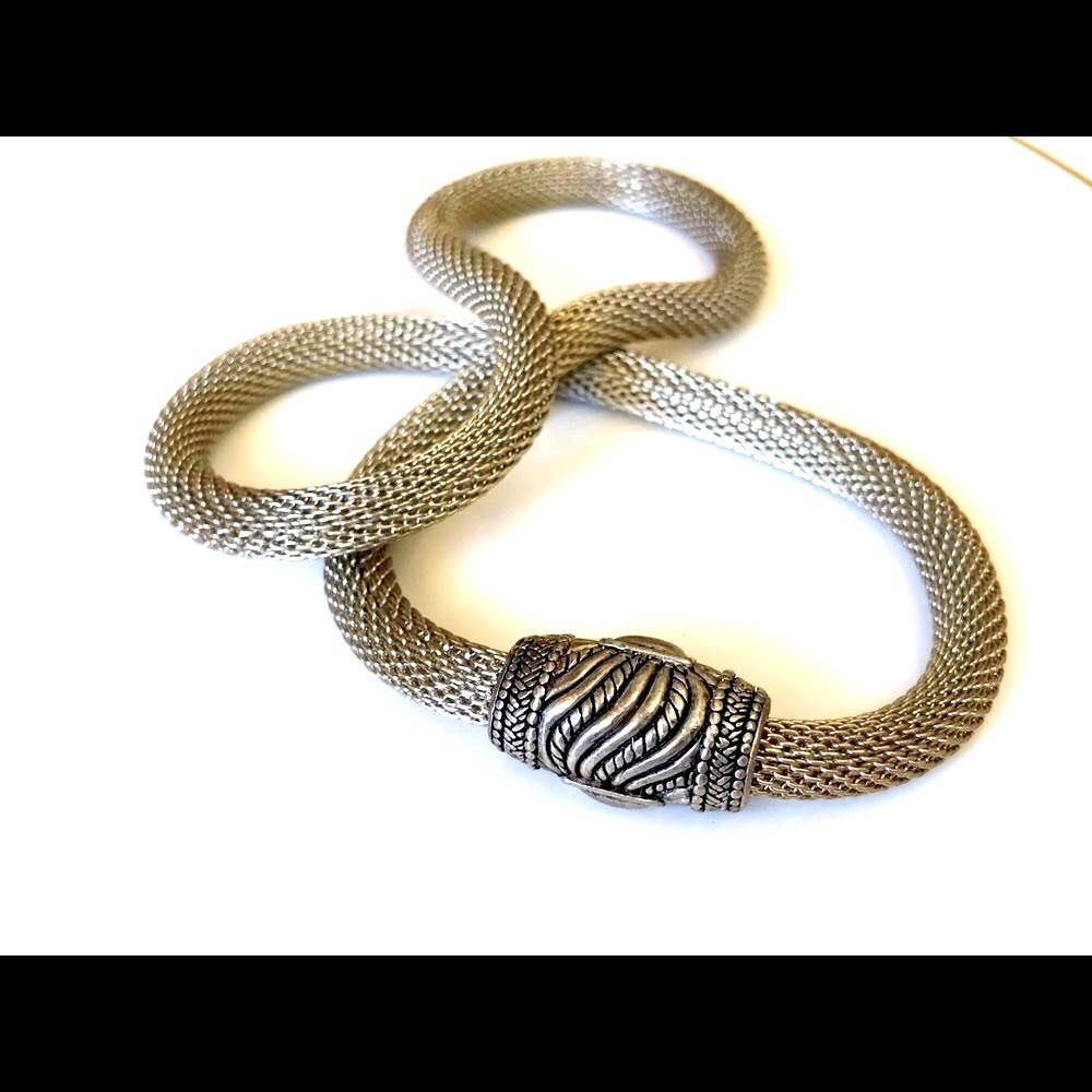 CABLE ROPE MAGNETIC Clasp Mesh Choker Necklace